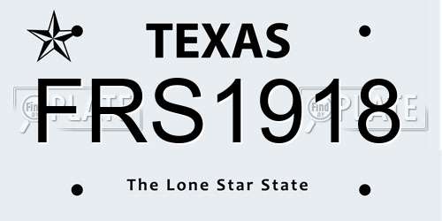 FRS1918 Texas License Plate