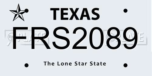 FRS2089 Texas License Plate