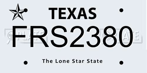 FRS2380 Texas License Plate