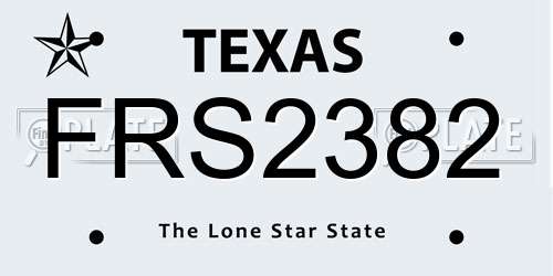 FRS2382 Texas License Plate