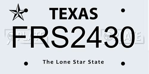 FRS2430 Texas License Plate