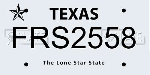 FRS2558 Texas License Plate