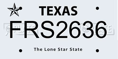 FRS2636 Texas License Plate