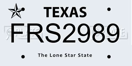 FRS2989 Texas License Plate