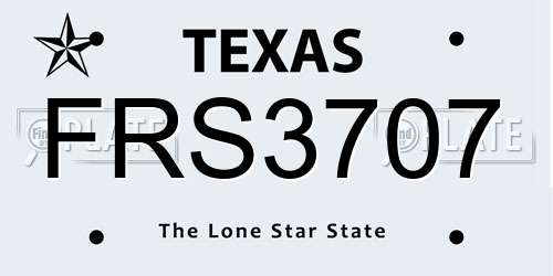 FRS3707 Texas License Plate