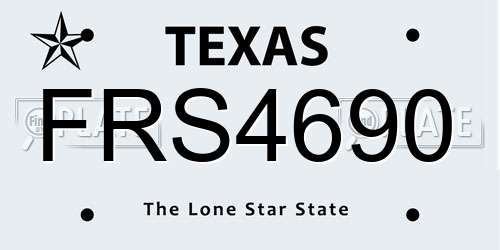FRS4690 Texas License Plate