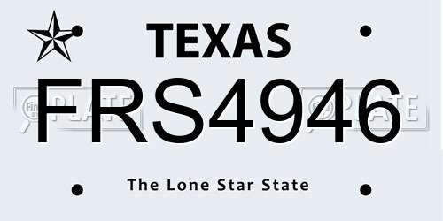 FRS4946 Texas License Plate