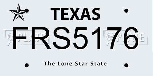 FRS5176 Texas License Plate