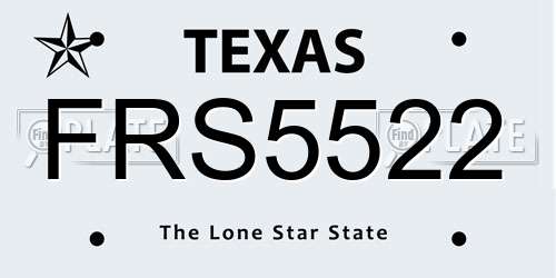 FRS5522 Texas License Plate