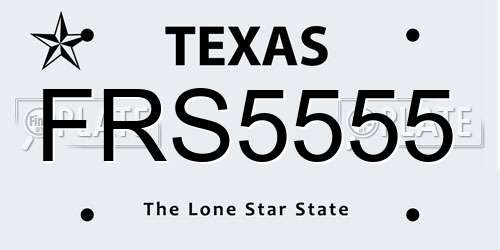 FRS5555 Texas License Plate