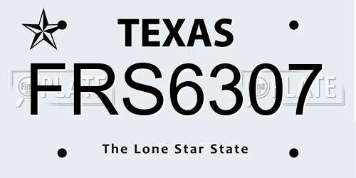 FRS6307 Texas License Plate