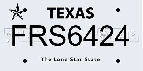 FRS6424 Texas License Plate