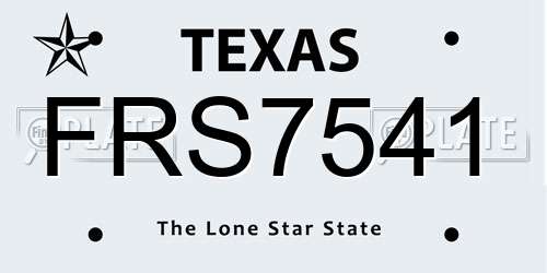 FRS7541 Texas License Plate