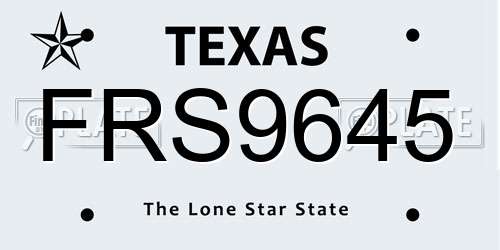 FRS9645 Texas License Plate