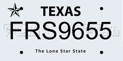 FRS9655 Texas License Plate