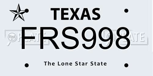 FRS998 Texas License Plate