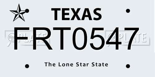 FRT0547 Texas License Plate