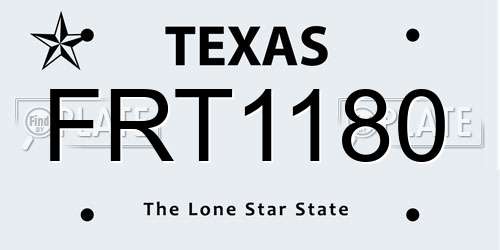 FRT1180 Texas License Plate