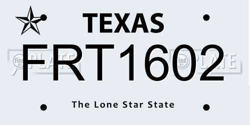 FRT1602 Texas License Plate