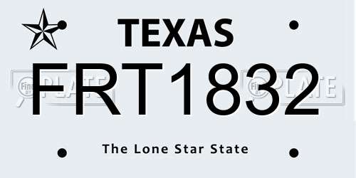 FRT1832 Texas License Plate