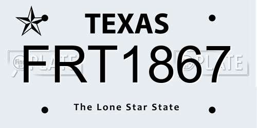 FRT1867 Texas License Plate