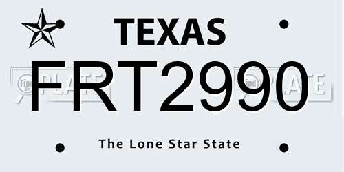 FRT2990 Texas License Plate