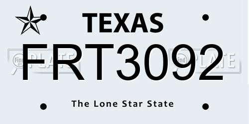 FRT3092 Texas License Plate