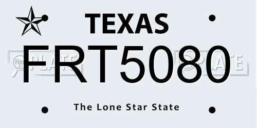 FRT5080 Texas License Plate