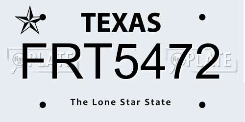 FRT5472 Texas License Plate