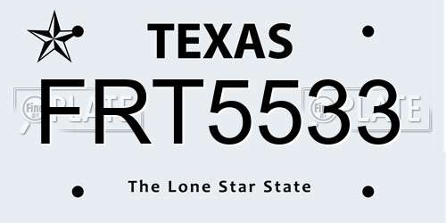 FRT5533 Texas License Plate