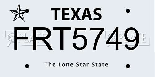 FRT5749 Texas License Plate