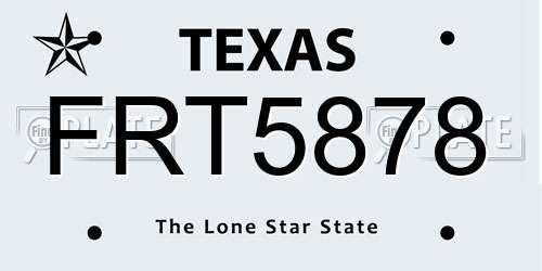 FRT5878 Texas License Plate