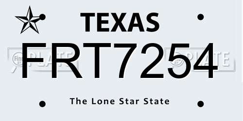 FRT7254 Texas License Plate