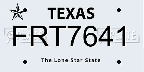 FRT7641 Texas License Plate