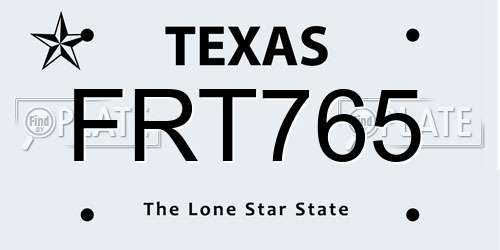FRT765 Texas License Plate