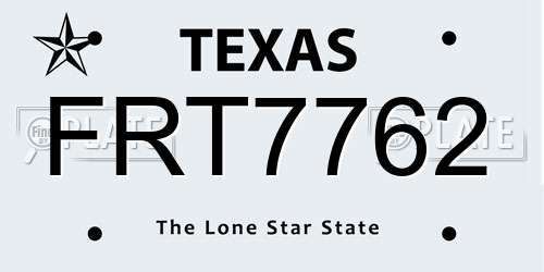 FRT7762 Texas License Plate