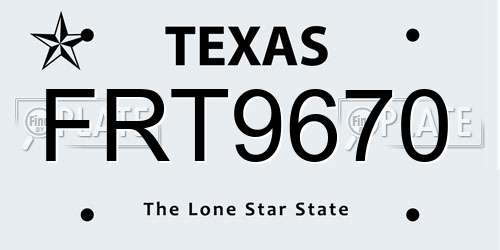 FRT9670 Texas License Plate
