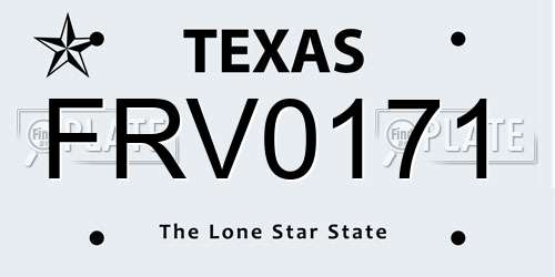 FRV0171 Texas License Plate