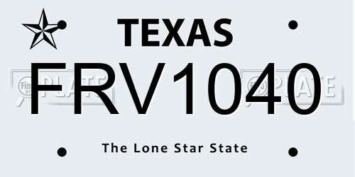 FRV1040 Texas License Plate