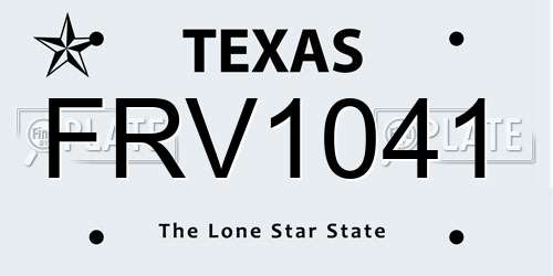 FRV1041 Texas License Plate