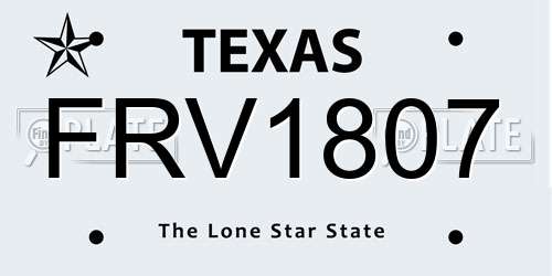 FRV1807 Texas License Plate