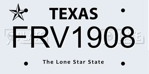 FRV1908 Texas License Plate