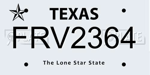 FRV2364 Texas License Plate