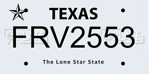 FRV2553 Texas License Plate