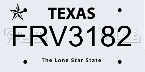 FRV3182 Texas License Plate