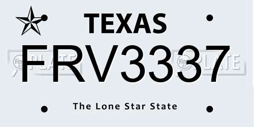 FRV3337 Texas License Plate