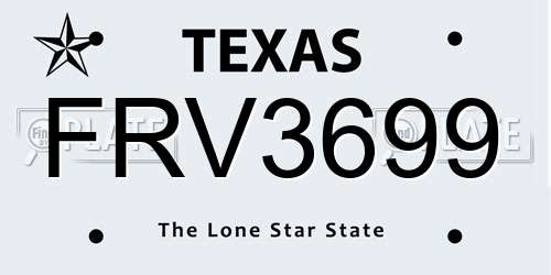 FRV3699 Texas License Plate