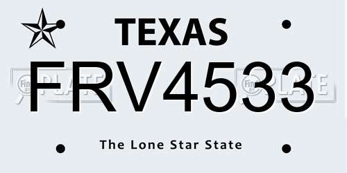 FRV4533 Texas License Plate