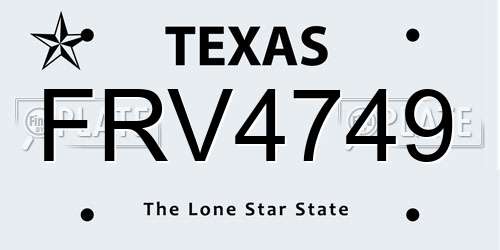 FRV4749 Texas License Plate