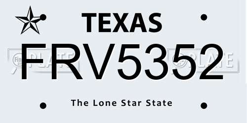 FRV5352 Texas License Plate